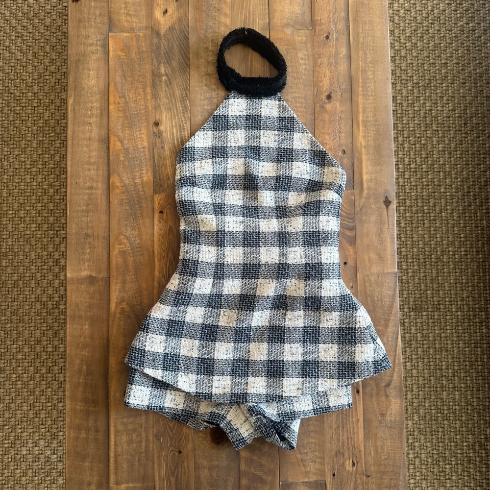 Nana Jacqueline Plaid Mini Junpsuit